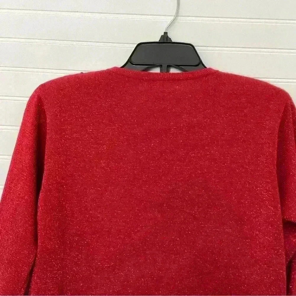 Dressbarn NWT Red Cardigan Woman's Size PM Red Sequins Metallic - Picture 9 of 12